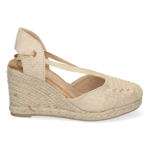 Sandalia de Cuña de Yute con Cordones – Apricot