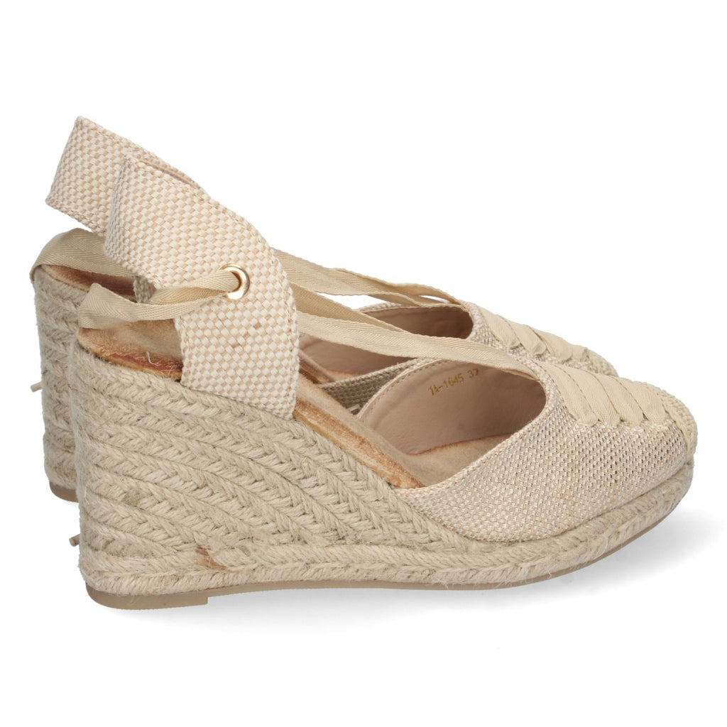 Sandalia de Cuña de Yute con Cordones – Apricot