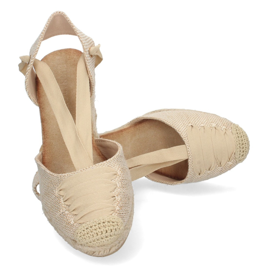 Sandalia de Cuña de Yute con Cordones – Apricot