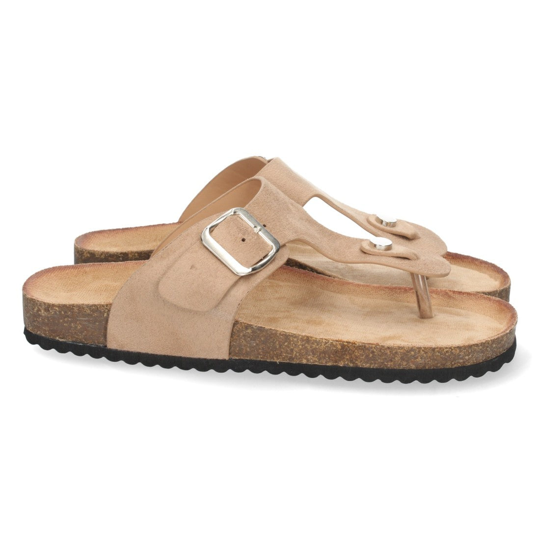 Vimice Sandalia plana bio de mujer en beige – estilo esclava con hebilla