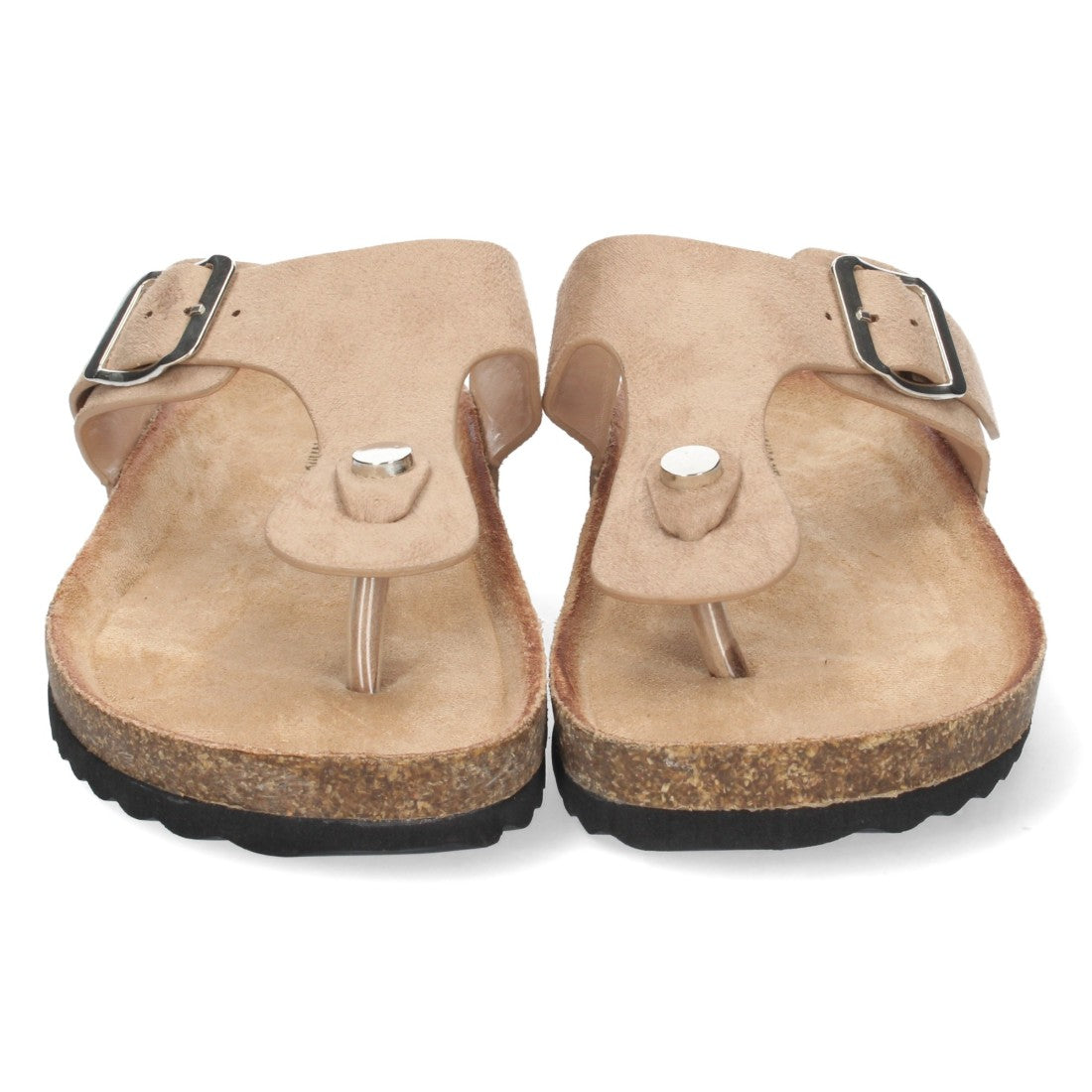 Vimice Sandalia plana bio de mujer en beige – estilo esclava con hebilla