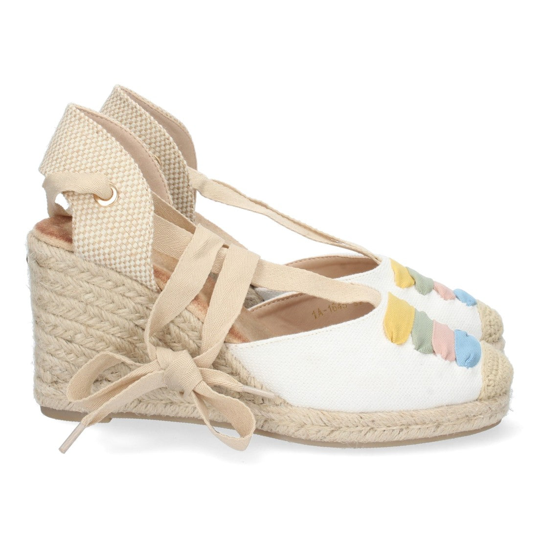 Sandalia de Cuña de Yute con Cordones – Multicolor