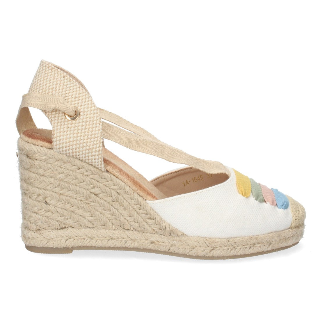 Sandalia de Cuña de Yute con Cordones – Multicolor
