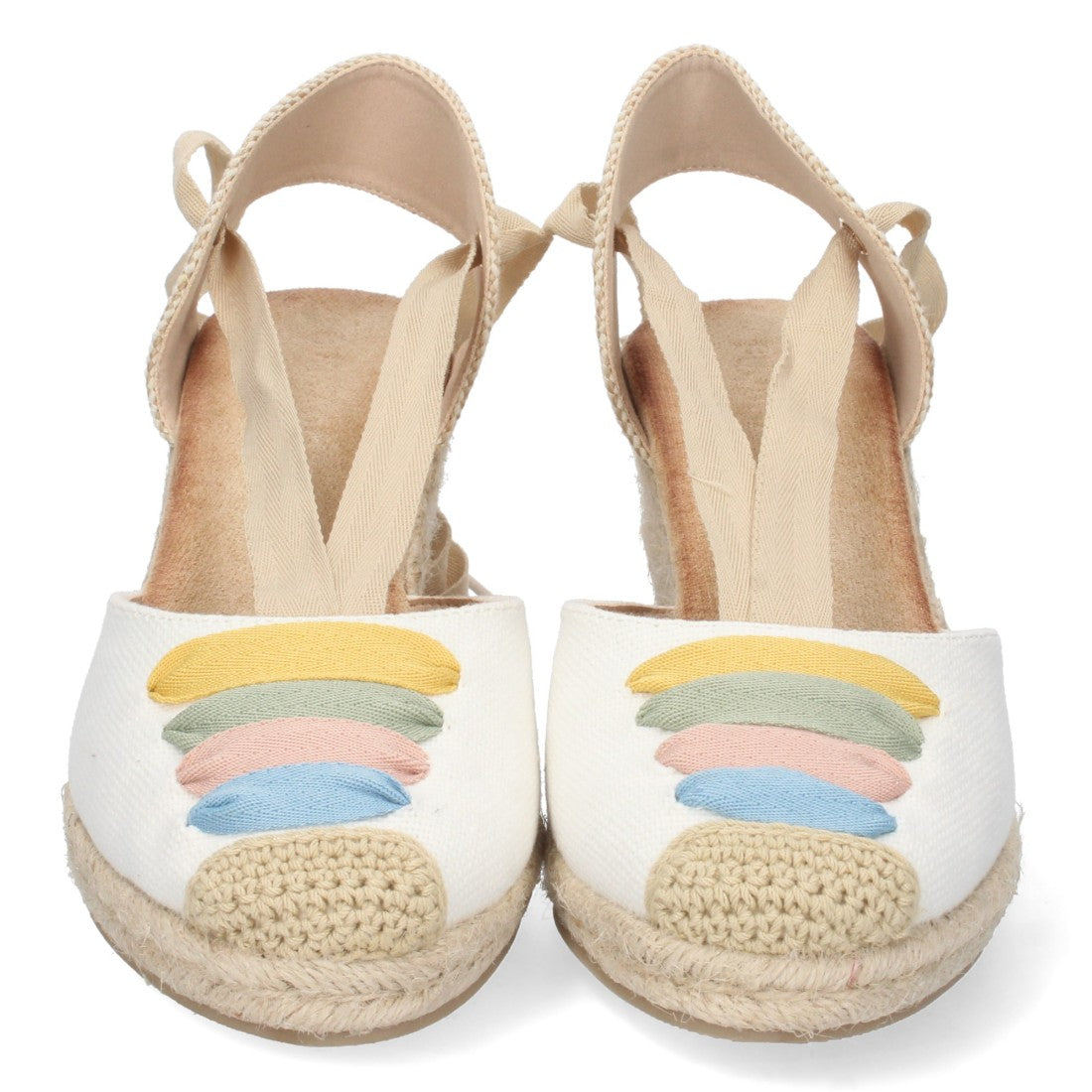 Sandalia de Cuña de Yute con Cordones – Multicolor