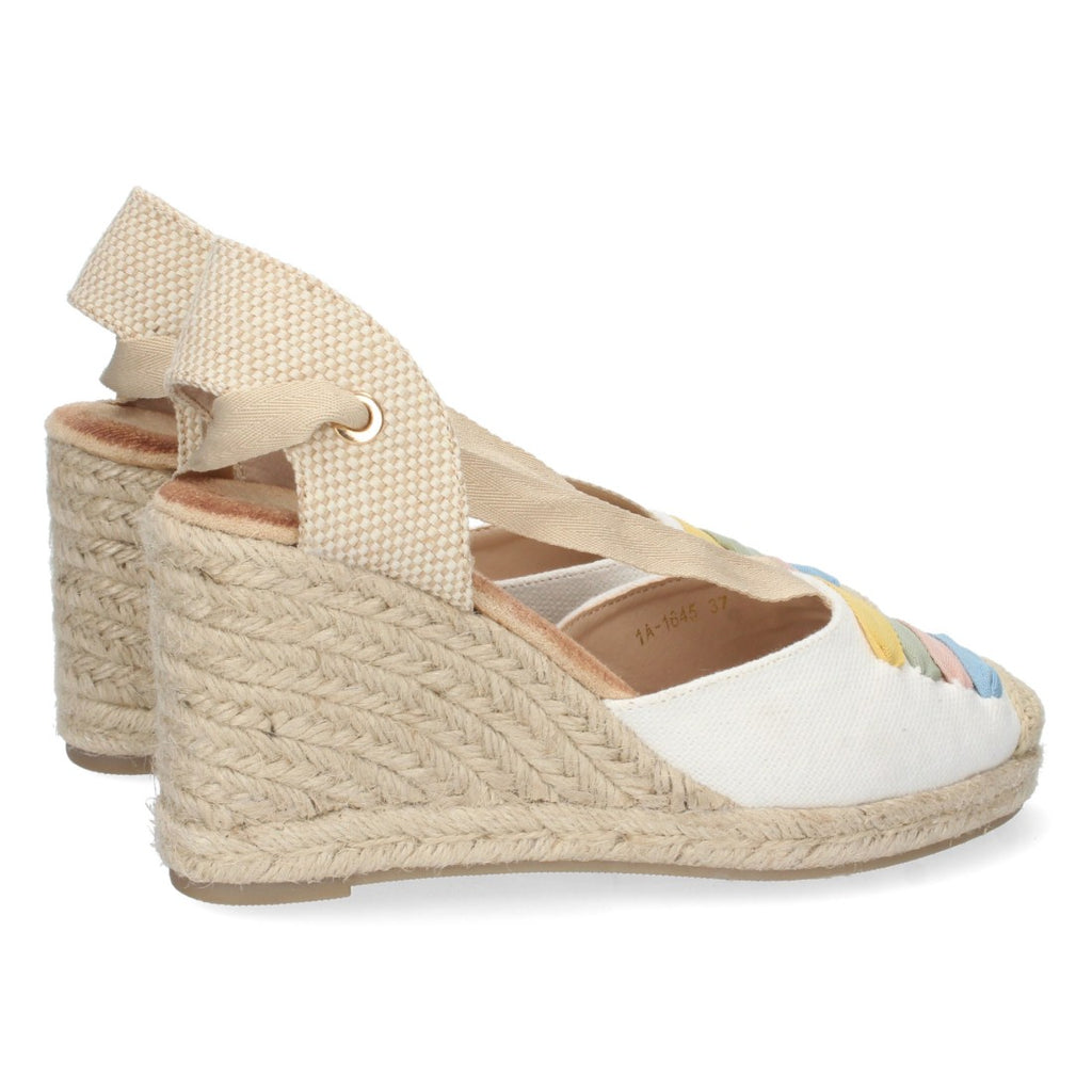 Sandalia de Cuña de Yute con Cordones – Multicolor