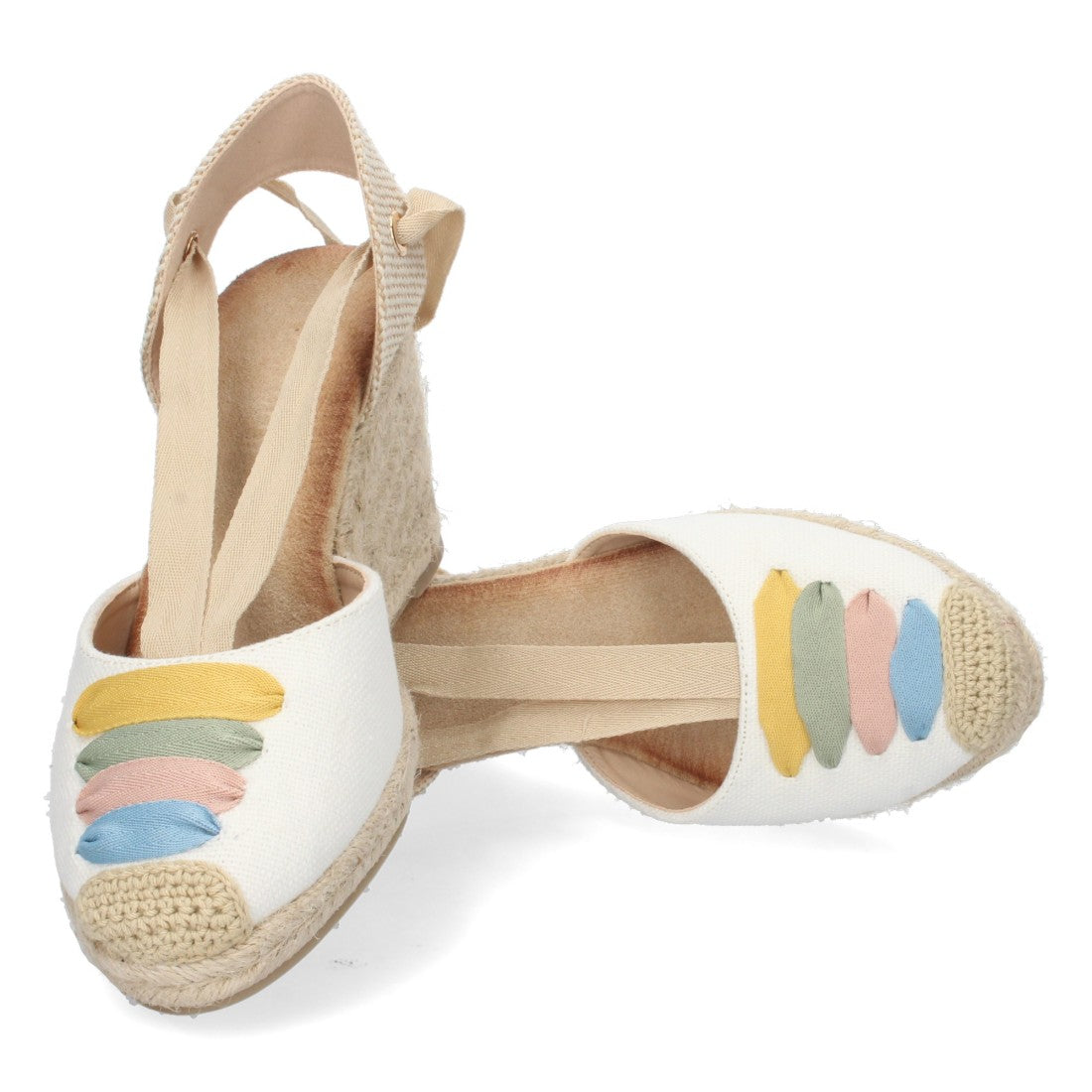Sandalia de Cuña de Yute con Cordones – Multicolor