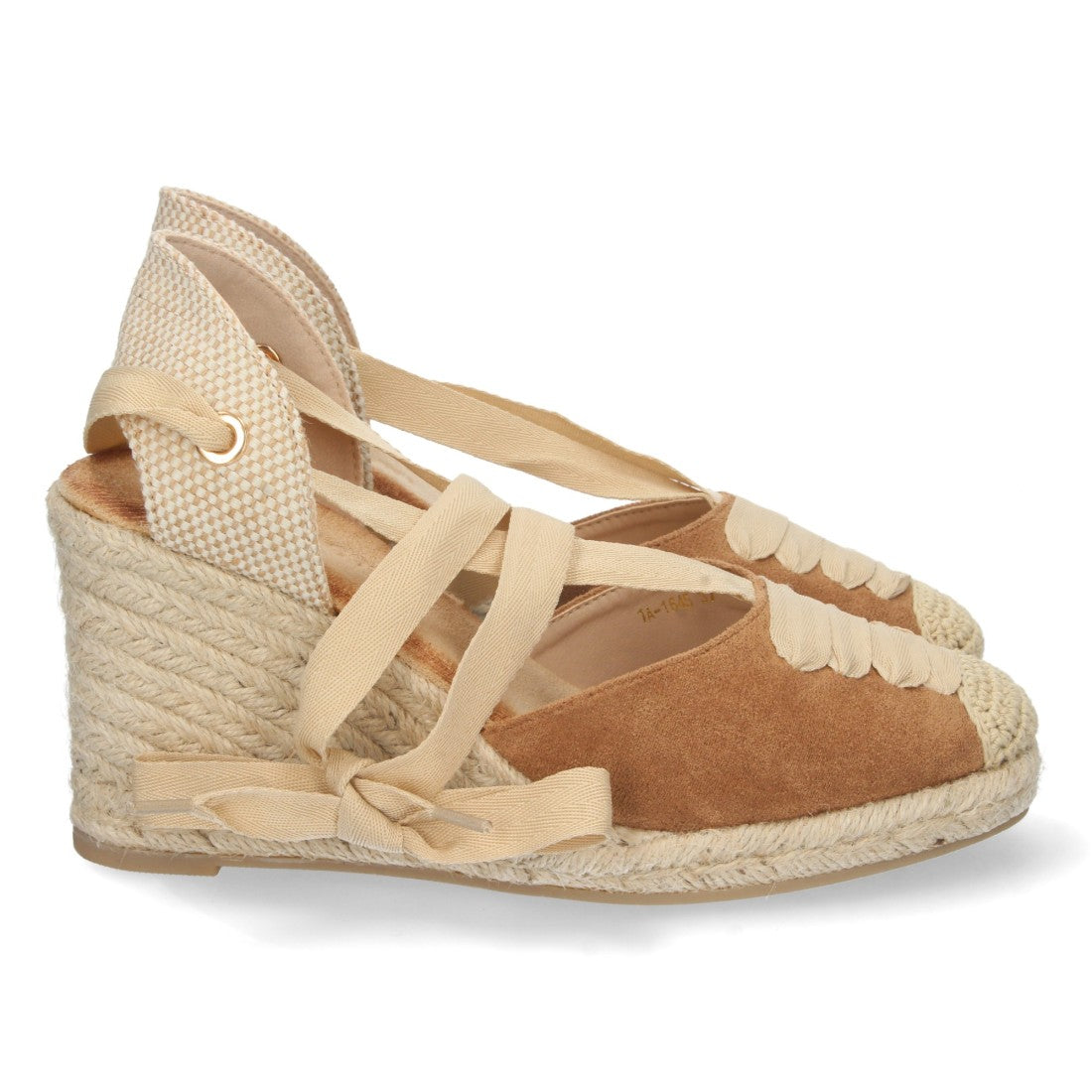 Sandalia de Cuña de Yute con Cordones – Camel