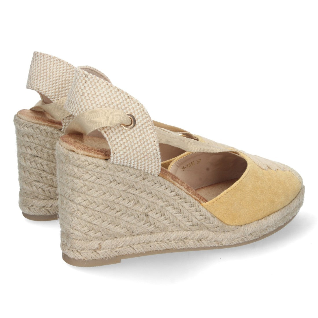 Sandalia de Cuña de Yute con Cordones – Amarillo