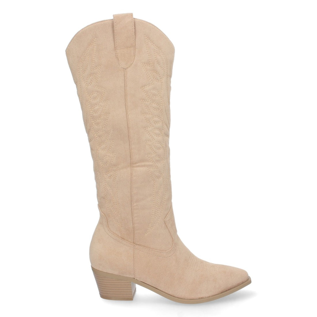 Vimice Bota de tacón de mujer en taupe – grabado en caña y cremallera