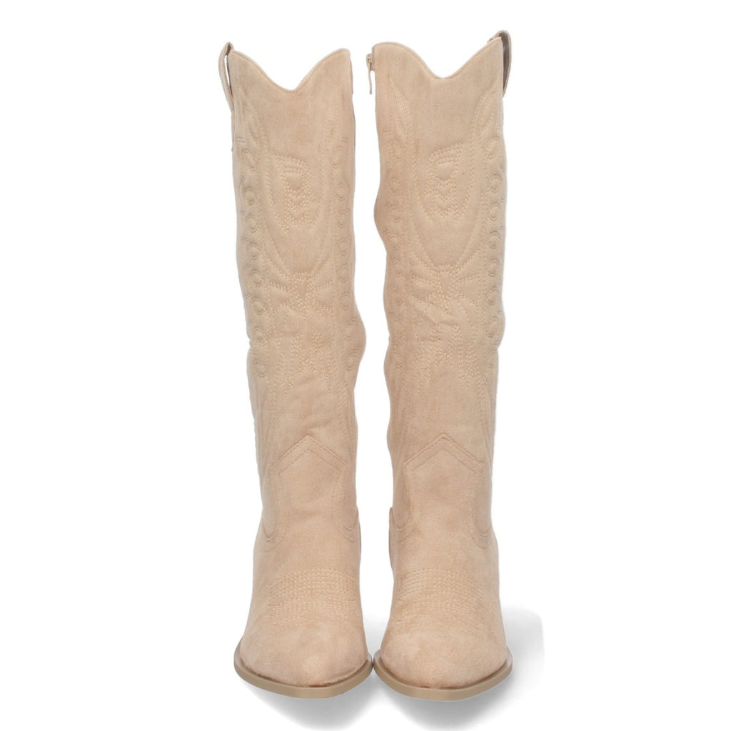 Vimice Bota de tacón de mujer en taupe – grabado en caña y cremallera