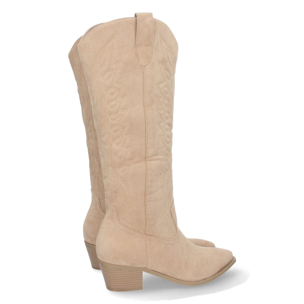 Vimice Bota de tacón de mujer en taupe – grabado en caña y cremallera