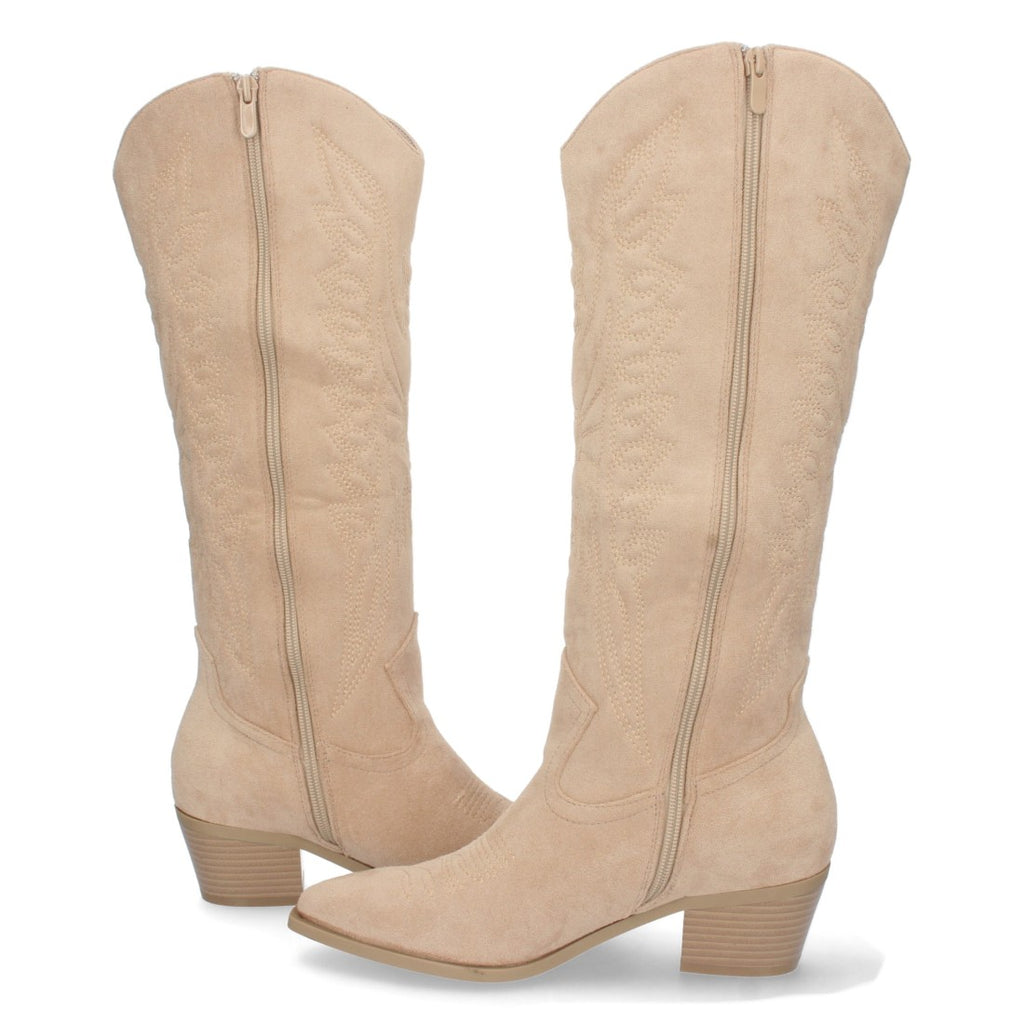 Vimice Bota de tacón de mujer en taupe – grabado en caña y cremallera
